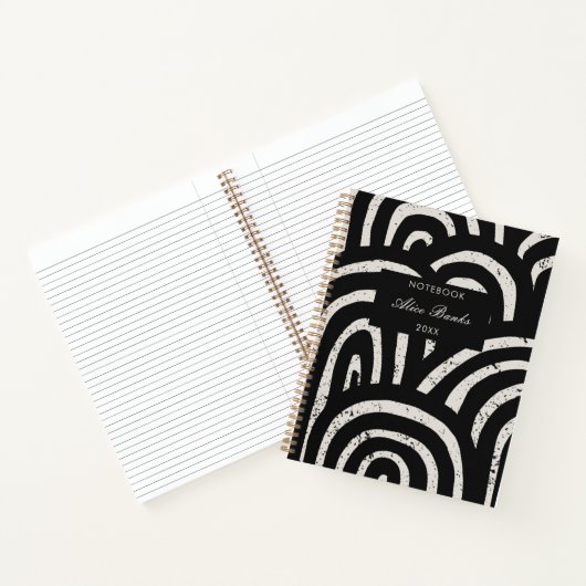Modern Black Arch Patroon & Script Monogram Notitieboek (Binnen)