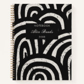 Modern Black Arch Patroon & Script Monogram Notitieboek (Voorkant)