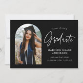 Modern Black Arch Photo Afstuderen Aankondiging (Voorkant)