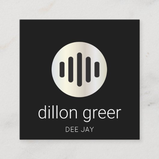 Modern Black Audio Music DJ Vierkante Visitekaartje (Voorkant)