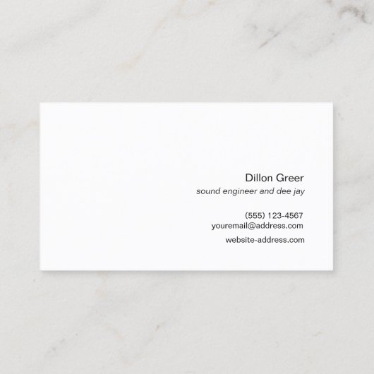 Modern Black Audio Music DJ Visitekaartje (Achterkant)