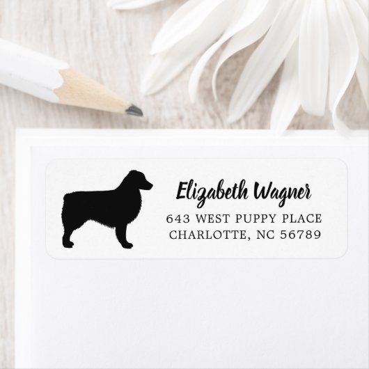 Modern Black Australian Shepherd Silhouette Etiket (Insitu)