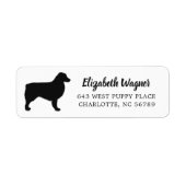 Modern Black Australian Shepherd Silhouette Etiket (Voorkant)
