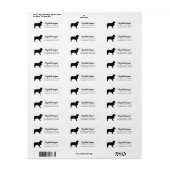 Modern Black Australian Shepherd Silhouette Etiket (Full Sheet)
