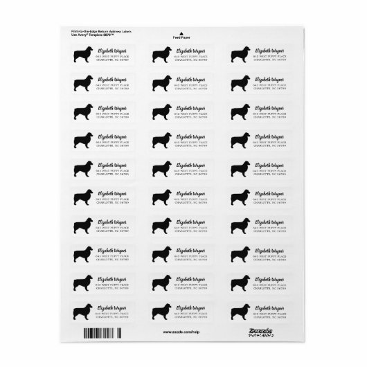 Modern Black Australian Shepherd Silhouette Etiket (Full Sheet)