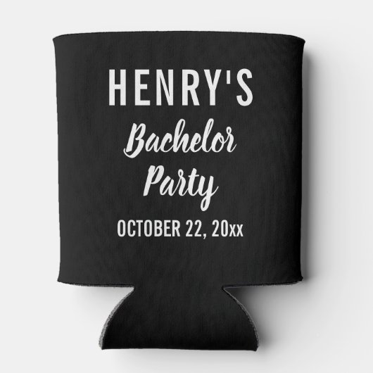Modern Black Bachelor Party Favor Blikjeskoeler (Achterkant)