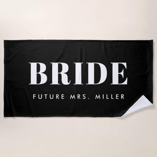 Modern Black Bachelorette Future Mrs Bride Strandlaken (Voorkant)