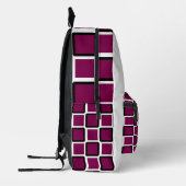 Modern Black Backpack with Wine & White Squares  Bedrukte Rugzak (Links)