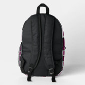 Modern Black Backpack with Wine & White Squares  Bedrukte Rugzak (Achterkant)