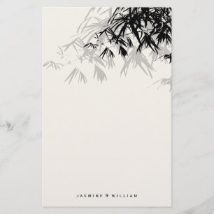 Modern Black Bamboo Zen Asian Wedding Stationery Briefpapier