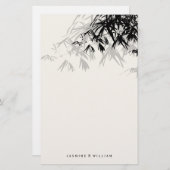 Modern Black Bamboo Zen Asian Wedding Stationery Briefpapier (Voorkant / Achterkant)