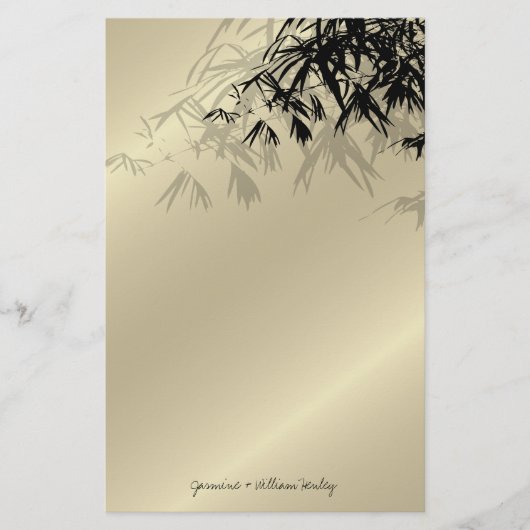 Modern Black Bamboo Zen Asian Wedding Stationery Briefpapier (Voorkant)