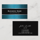 Modern Black Banner Blauwgroen Glitter Visitekaart Visitekaartje (Voorkant / Achterkant)