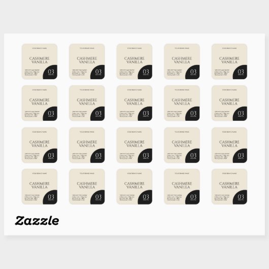 Modern black beige candle label sticker (Vel)