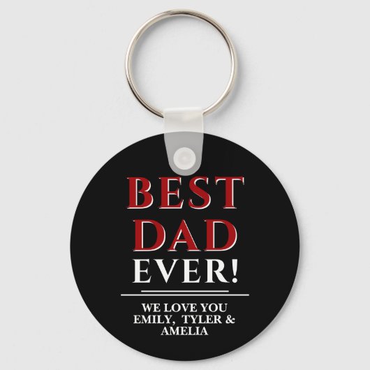 Modern Black Best Dad Typography Father Day Sleutelhanger (Voorkant)