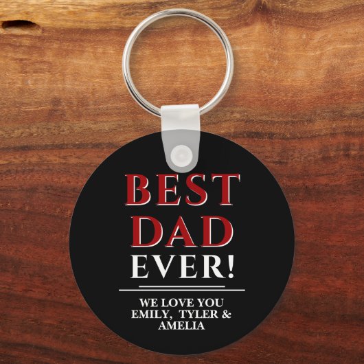 Modern Black Best Dad Typography Father Day Sleutelhanger (Achterkant)