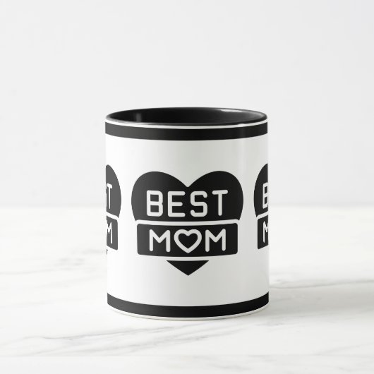 Modern Black Best mama Happy Moederdag Heart Mok (Midden)