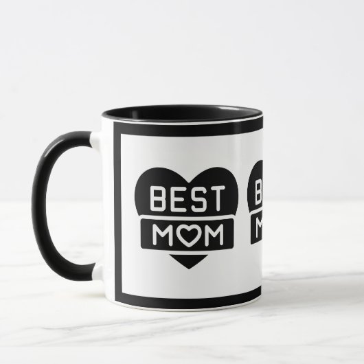 Modern Black Best mama Happy Moederdag Heart Mok (Links)