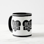 Modern Black Best mama Happy Moederdag Heart Mok (Voorkant links)