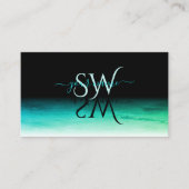 Modern Black Blauwgroen en Green Ombre Pattern ini Visitekaartje (Voorkant)