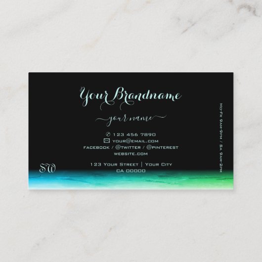 Modern Black Blauwgroen en Green Ombre Pattern Mon Visitekaartje (Achterkant)