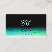 Modern Black Blauwgroen en Green Ombre Pattern Mon Visitekaartje (Voorkant)
