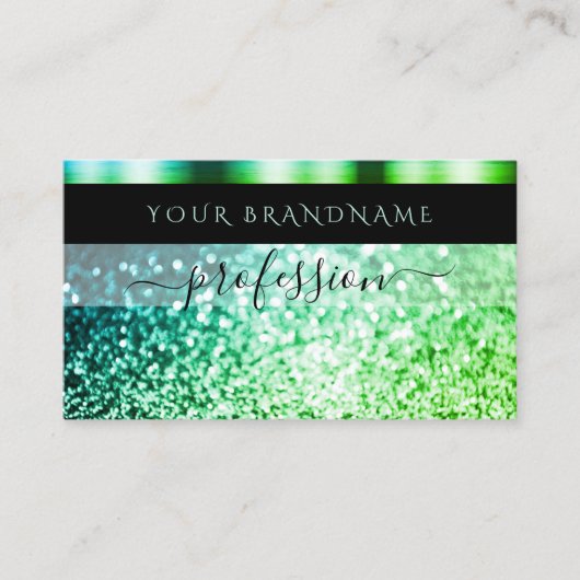 Modern Black Blauwgroen Green Sparking Glitter Shi Visitekaartje (Voorkant)