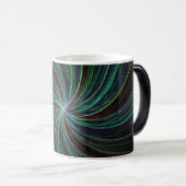 Modern Black Blauwgroen Wavy Lines Abstract Cool T Magische Mok (Voorkant rechts)