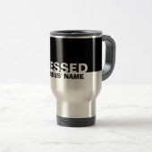 Modern Black BLESSED in Jesus' Name Christelijk Reisbeker (Voorkant rechts)