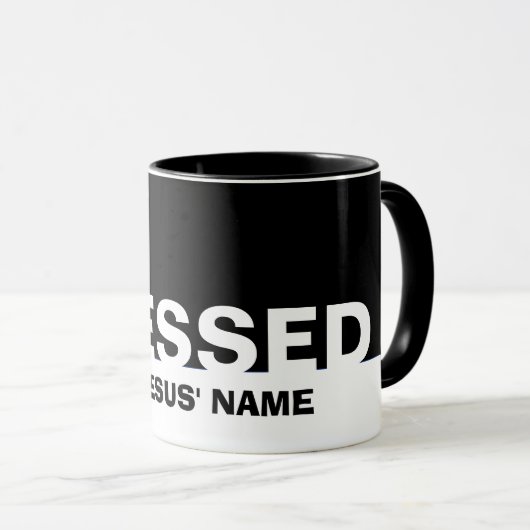 Modern Black BLESSED in Jezus' naam Christelijke M Mok (Voorkant rechts)