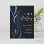 Modern Black Blue Birthday Party Kaart (Staand voorkant)