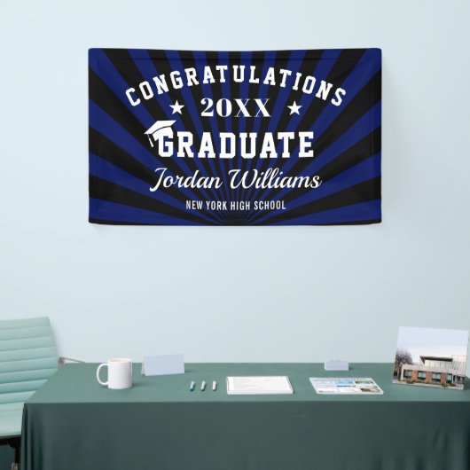 Modern Black Blue class van 2023 Graduation Party Spandoek (Beurs)