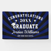 Modern Black Blue class van 2023 Graduation Party Spandoek (Horizontaal)