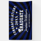 Modern Black Blue class van 2023 Graduation Party Spandoek (Verticaal)