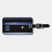 Modern Black Blue Hoesje met zijn naam Bagagelabel (Voorkant horizontaal)