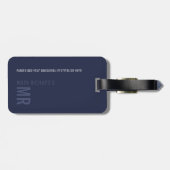 Modern Black Blue Hoesje met zijn naam Bagagelabel (Achterkant horizontaal)