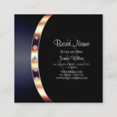 Modern Black Blue Roos Gold met Monogram Diamonds Vierkante Visitekaartje (Achterkant)