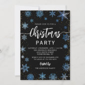 Modern Black Blue Snowflakes kerst Kaart (Voorkant)