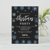 Modern Black Blue Snowflakes kerst Kaart (Staand voorkant)