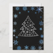 Modern Black Blue Snowflakes kerst Kaart (Achterkant)