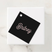 Modern Black Blush Dusty Pink Monogram en naam Bedankjes Labels (In situ)