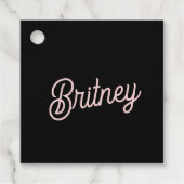 Modern Black Blush Dusty Pink Monogram en naam Bedankjes Labels (Voorkant)