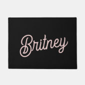 Modern Black Blush Dusty Pink Monogram en naam Deurmat (Voorkant)