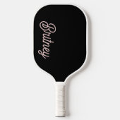 Modern Black Blush Dusty Pink Monogram en naam Pickleball Paddle (Voorkant)