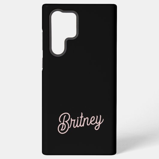 Modern Black Blush Dusty Pink Monogram en naam Samsung Galaxy Hoesje (Achterkant)