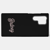 Modern Black Blush Dusty Pink Monogram en naam Samsung Galaxy Hoesje (Achterkant horizontaal)
