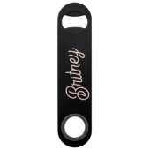 Modern Black Blush Dusty Pink Monogram en naam Speed Flessenopener (Achterkant)