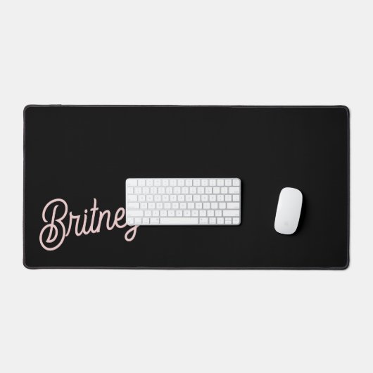 Modern Black Blush Dusty Pink Monogram Naam Bureaumat (Keyboard & Muis)