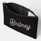 Modern Black Blush Dusty Pink Monogram Naam Etui (Open)