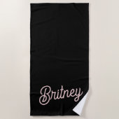 Modern Black Blush Dusty Pink Monogram Naam Strandlaken (Voorkant)